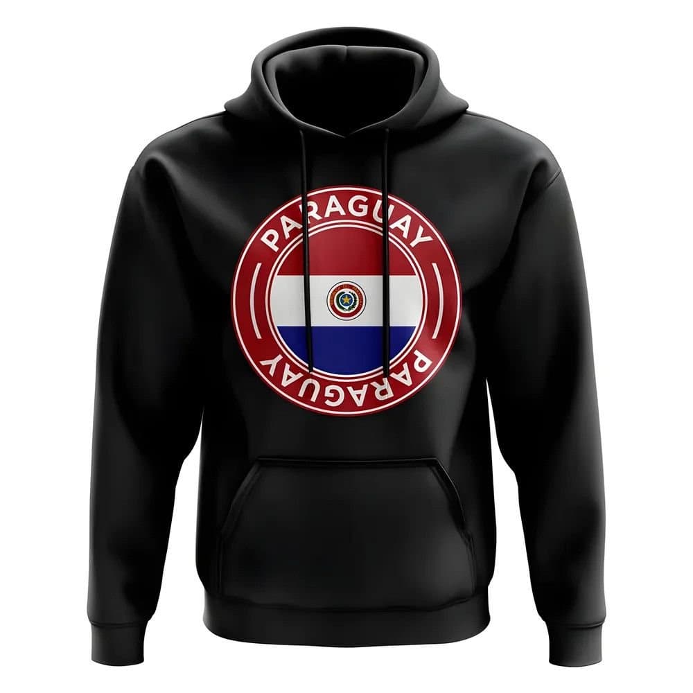 Paraguay Paraguay Men's Personalised Football Badge Hoodie in Black