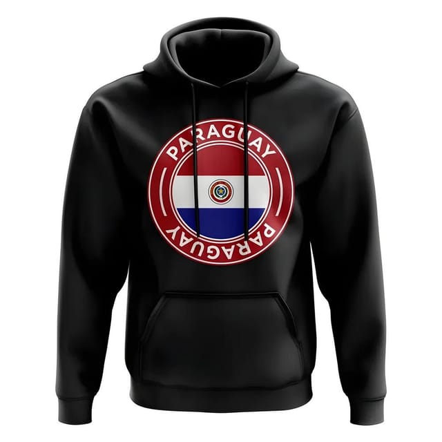 Paraguay Paraguay Men's Personalised Football Badge Hoodie in Black - 2