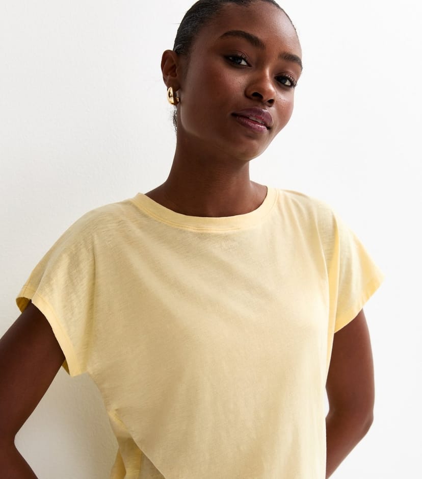 New Look Women's Yellow Grown On Sleeve T-Shirt New Look - 1