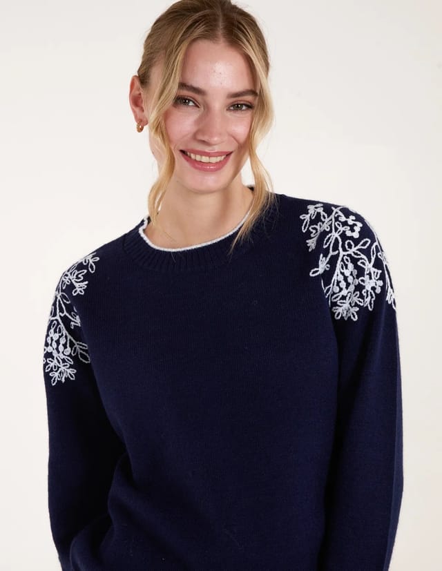 Blue Vanilla Detailed Embroidery Shoulder Jumper - 2