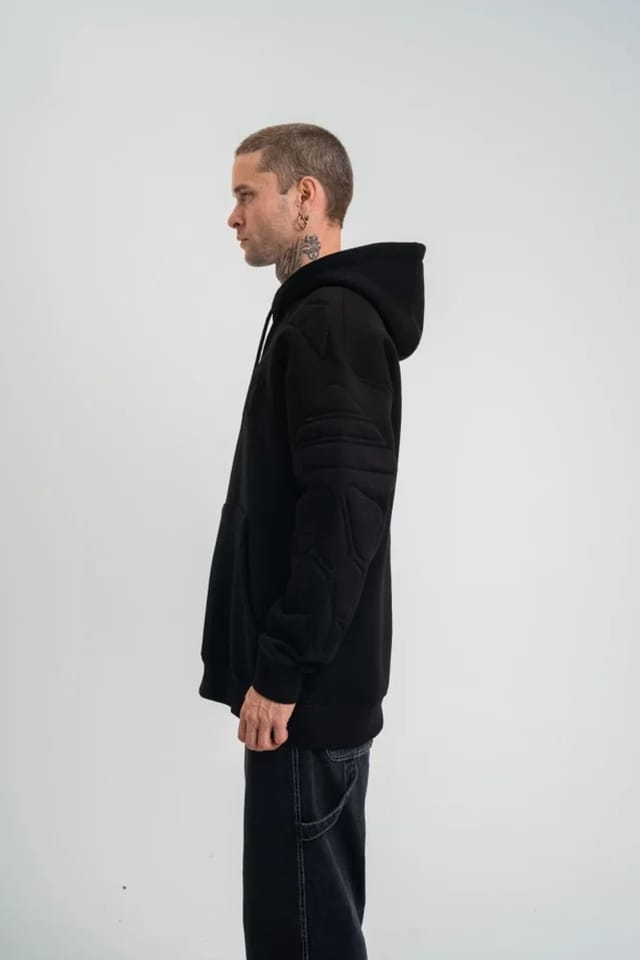 Janes Janes Men's Oversized Hooded Sweatshirt with Embroidery in Black - 3