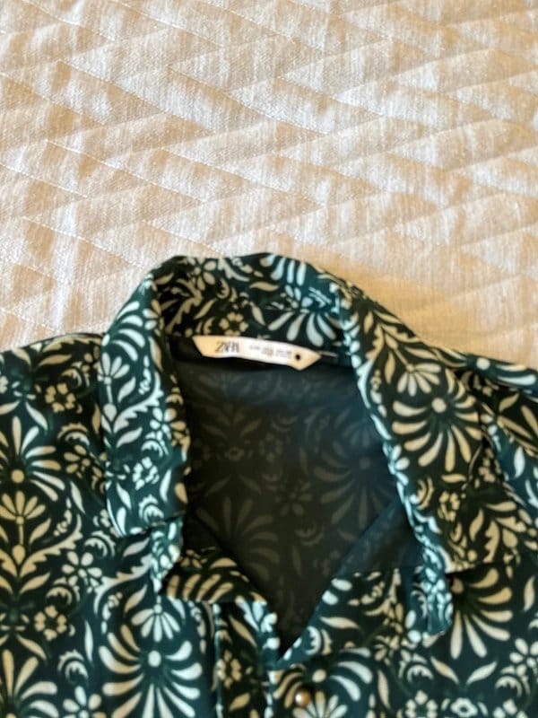 Zara Dark Green Floral Print Blouse
