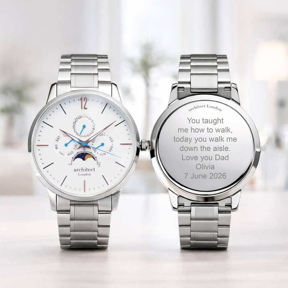 Wear We Met Wear We Met Men's Personalised Architect London Apollo Watch - Engraved in Silver