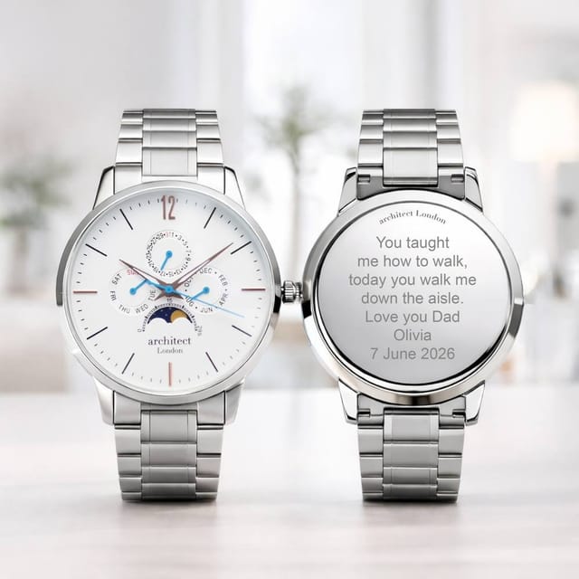 Wear We Met Wear We Met Men's Personalised Architect London Apollo Watch - Engraved in Silver - 2
