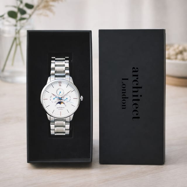 Wear We Met Wear We Met Men's Personalised Architect London Apollo Watch - Engraved in Silver - 3