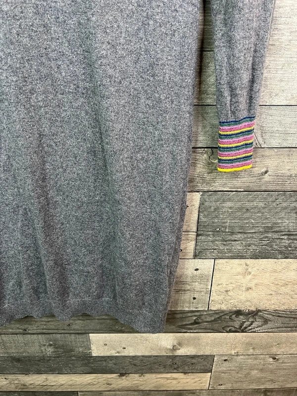 Boden Grey Multi Stripe Knitted Henley Jumper Dress
