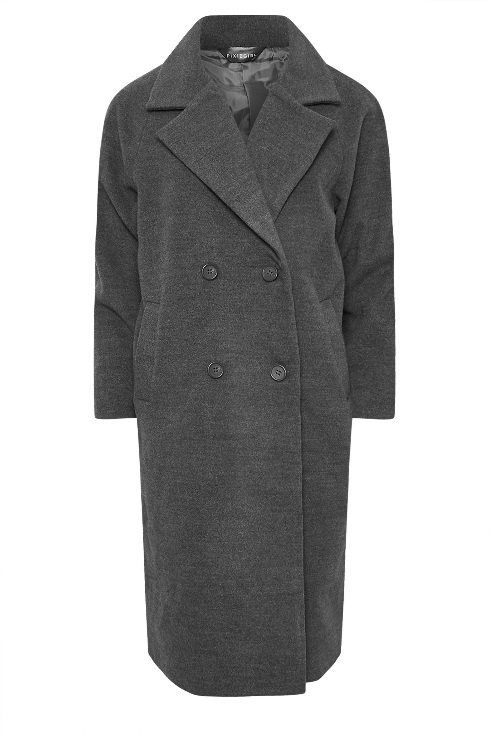 PixieGirl PixieGirl Women's Petite Formal Midi Coat in Grey - 2