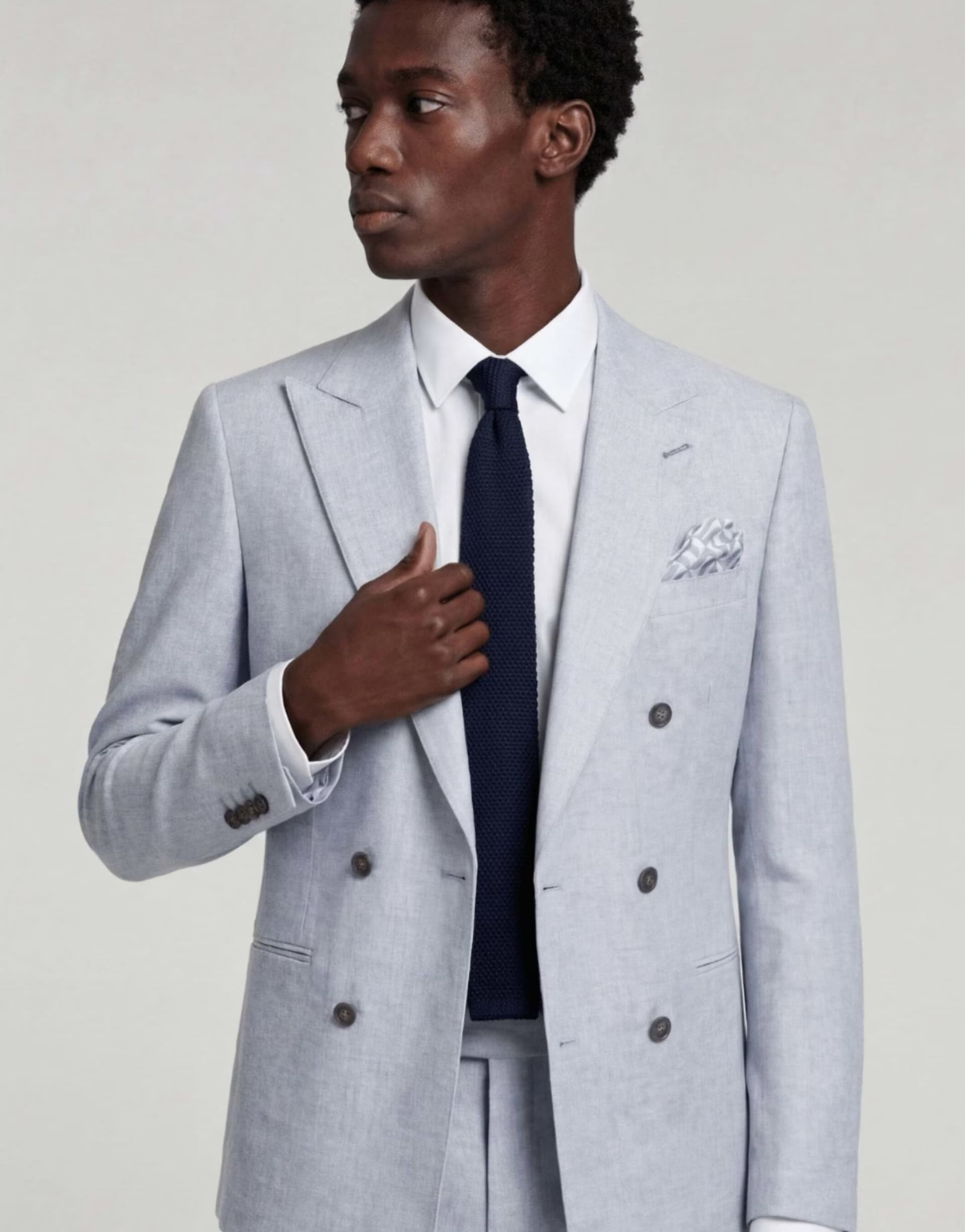 ASOS Harry Brown Giacomo slim fit double breasted suit jacket in light blue