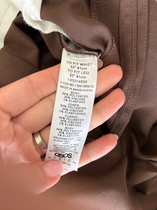 ASOS Design Men’s brown slim fit trousers