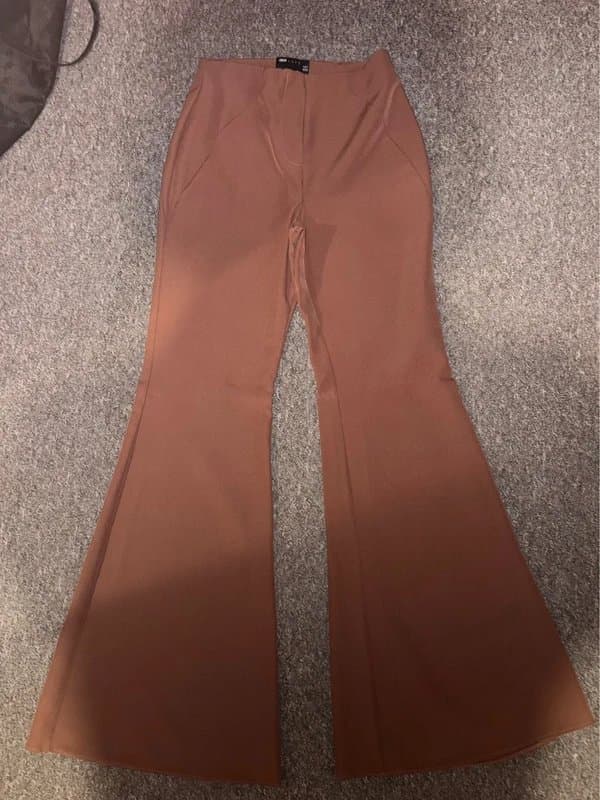 ASOS ASOS luxe co-ord satin flare trousers in brown size 8