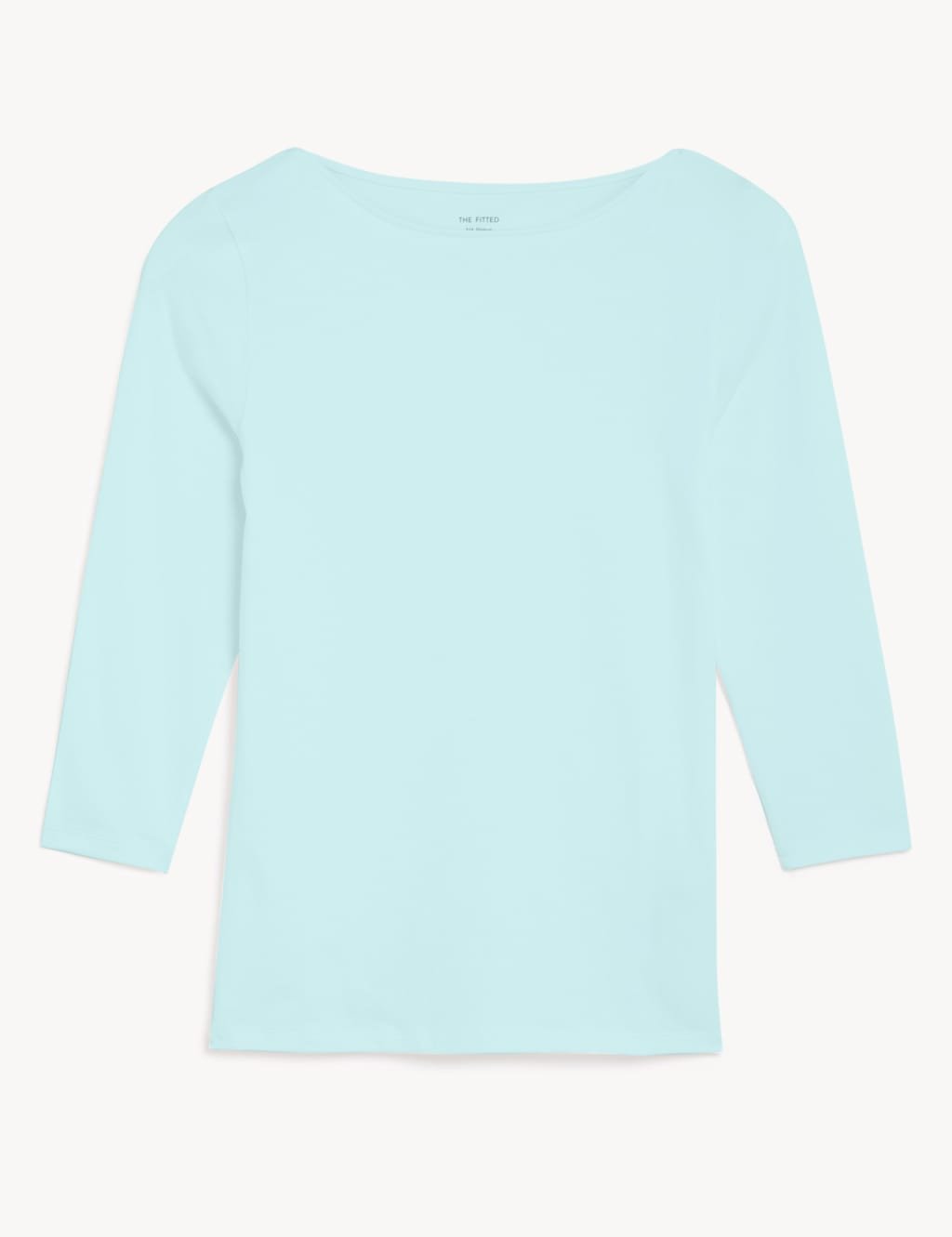 Marks & Spencer M&S Cotton Rich Slim Fit 3/4 Sleeve T-Shirt Pale Aqua - 2