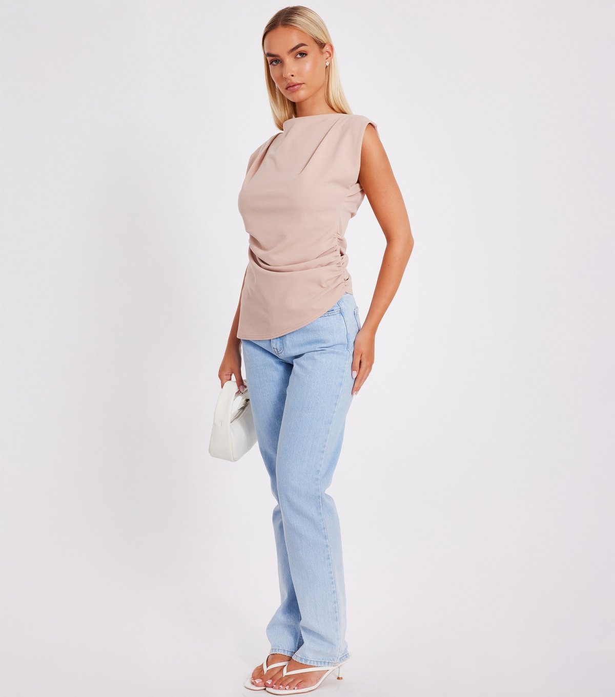 Quiz Women's Stone Ruched Draped Top Quiz New Look - 2