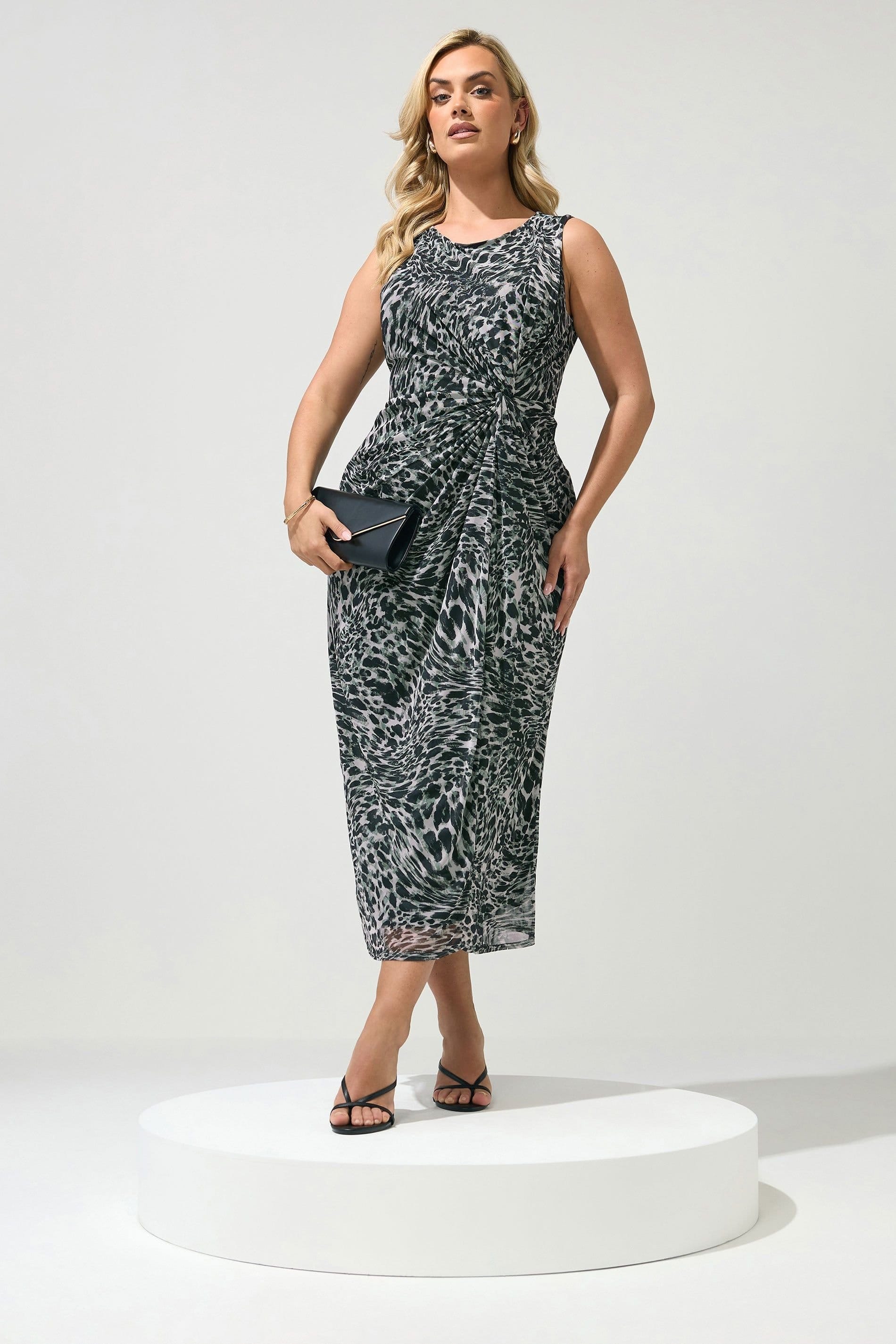 Yours Grey Animal Print Maxi Dress for Plus-Size Women