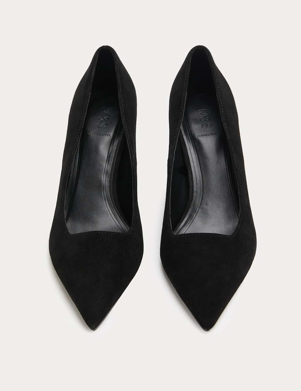 Marks & Spencer M&S Black Suede Kitten Heel Pointed Court Shoes