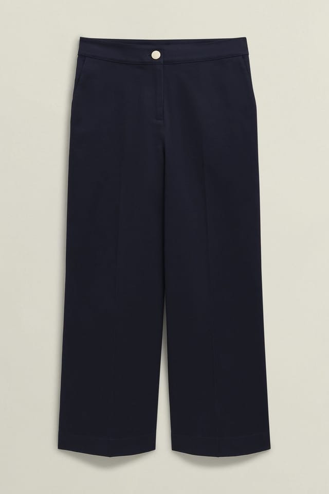 Hobbs London Hobbs London Women's Norfolk Cropped Wide Leg Trouser in Dark Navy - 2