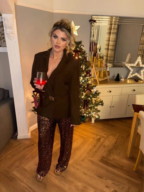 New Look New look sequin wide leg trousers