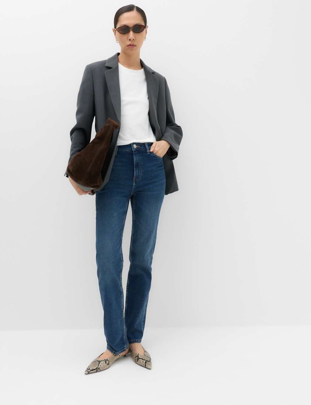 Marks & Spencer M&S Sienna Mid Rise Straight Leg Jeans Medium Indigo