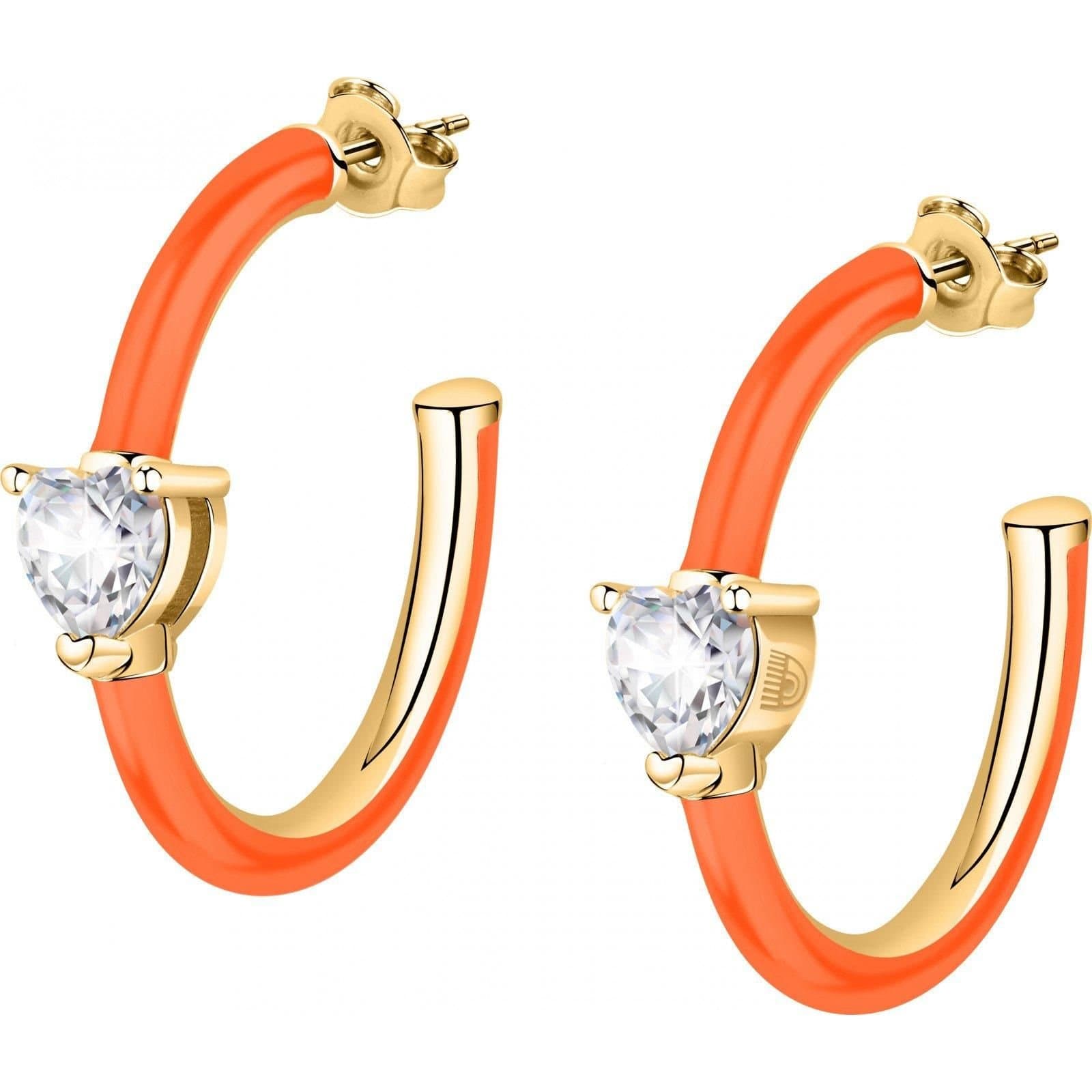 Chiara Ferragni Chiara Ferragni Orange Hoop Earrings with Heart Charms