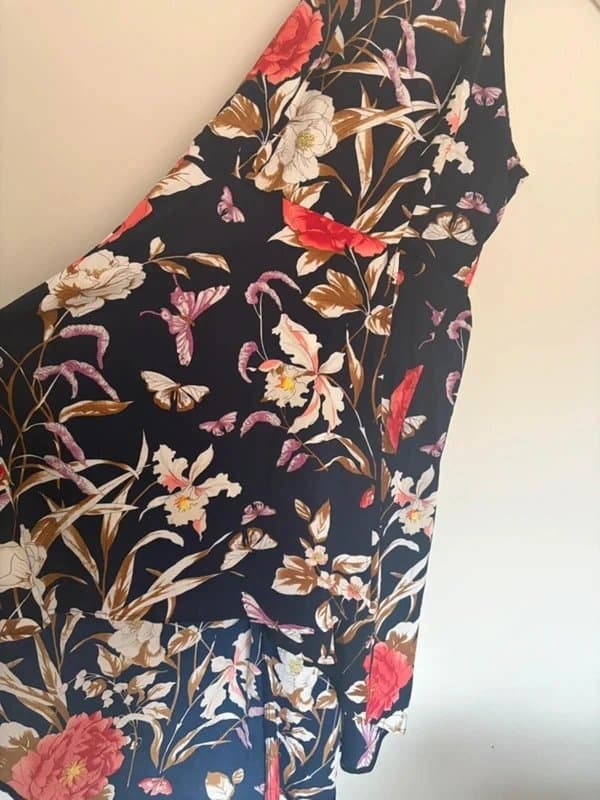 Mela London Mela London Floral High Low Halterneck Dress UK 16 Navy Pink Wedding Guest Dress
