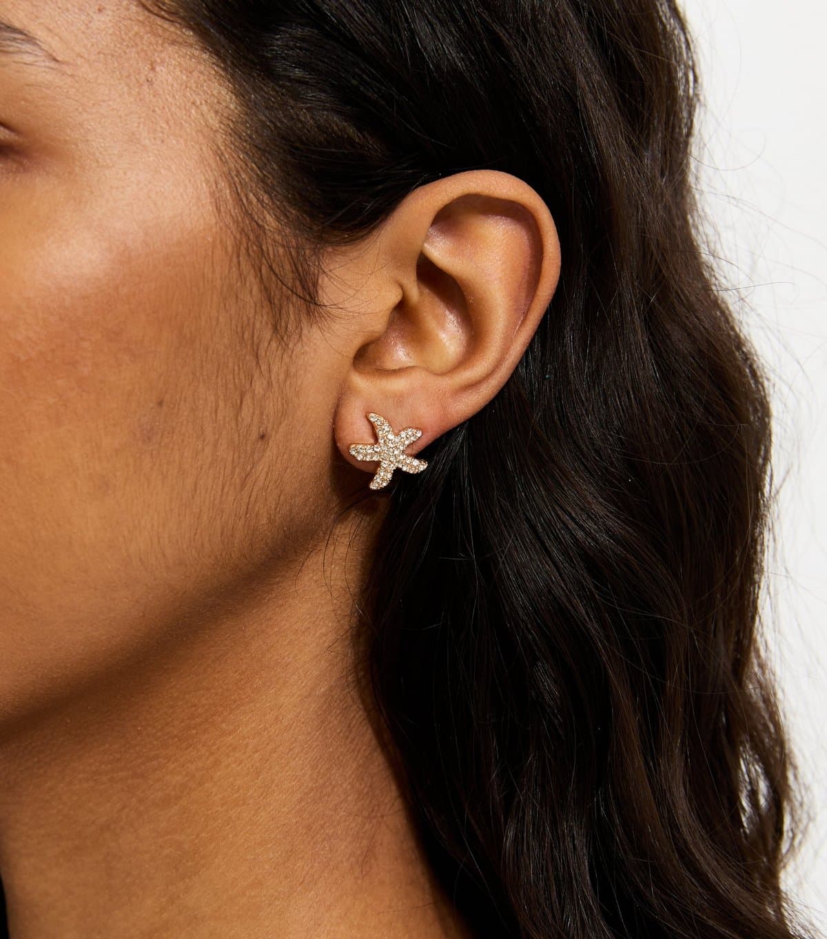 New Look Gold Tone Diamanté Starfish Stud Earrings New Look