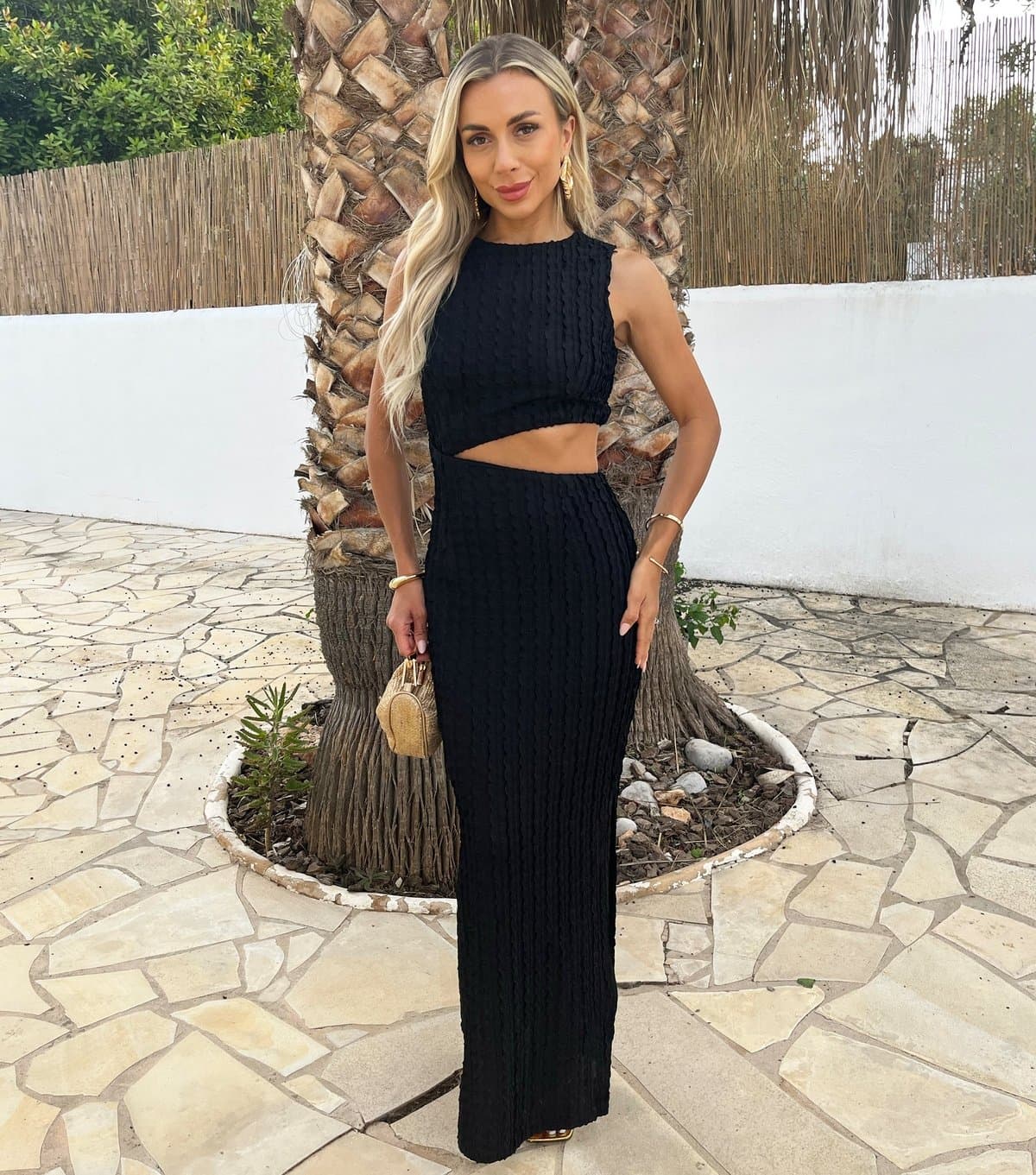 AX Paris Women's Black Textured Cut Out Midi Dress AX Paris New Look