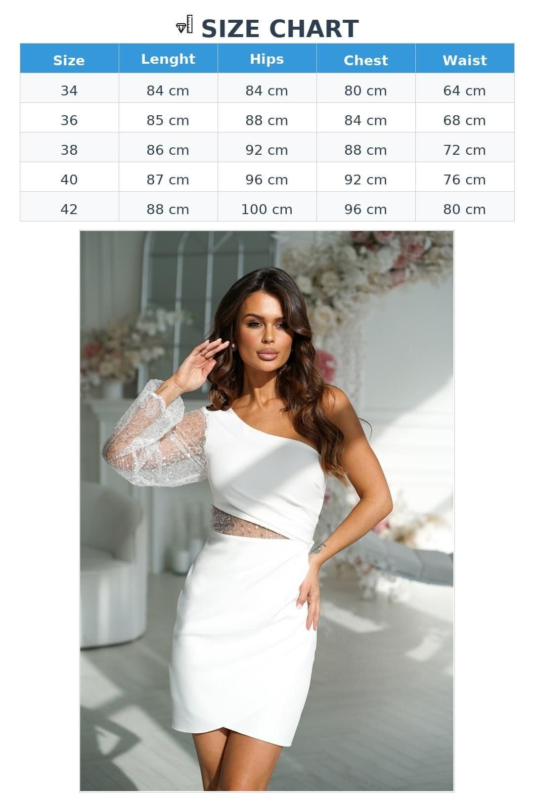 Love Lace Love Lace Women's One Shoulder Sequin Mini Dress Crinkled Skirt in White - 4
