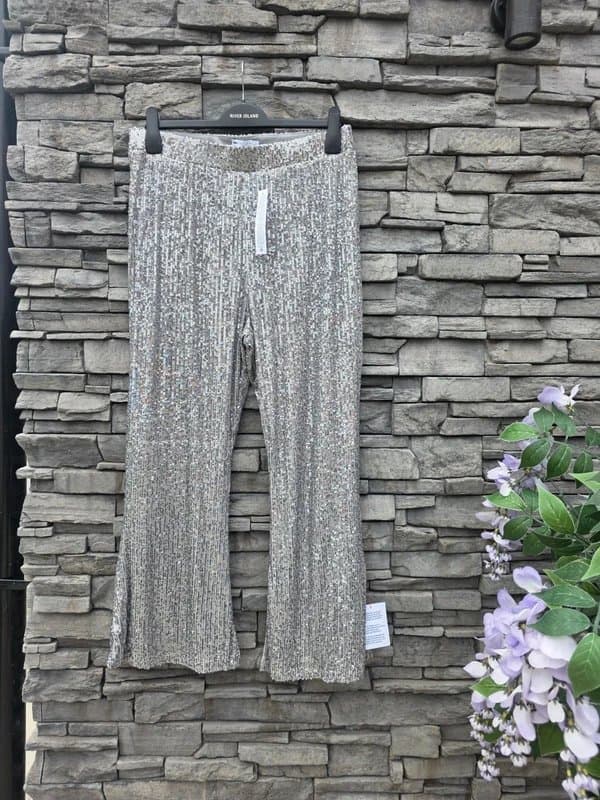 ASOS Design Asos Design Curve sequin flared trousers silver uk 16 curve plus holiday beach ibizaa holiday
