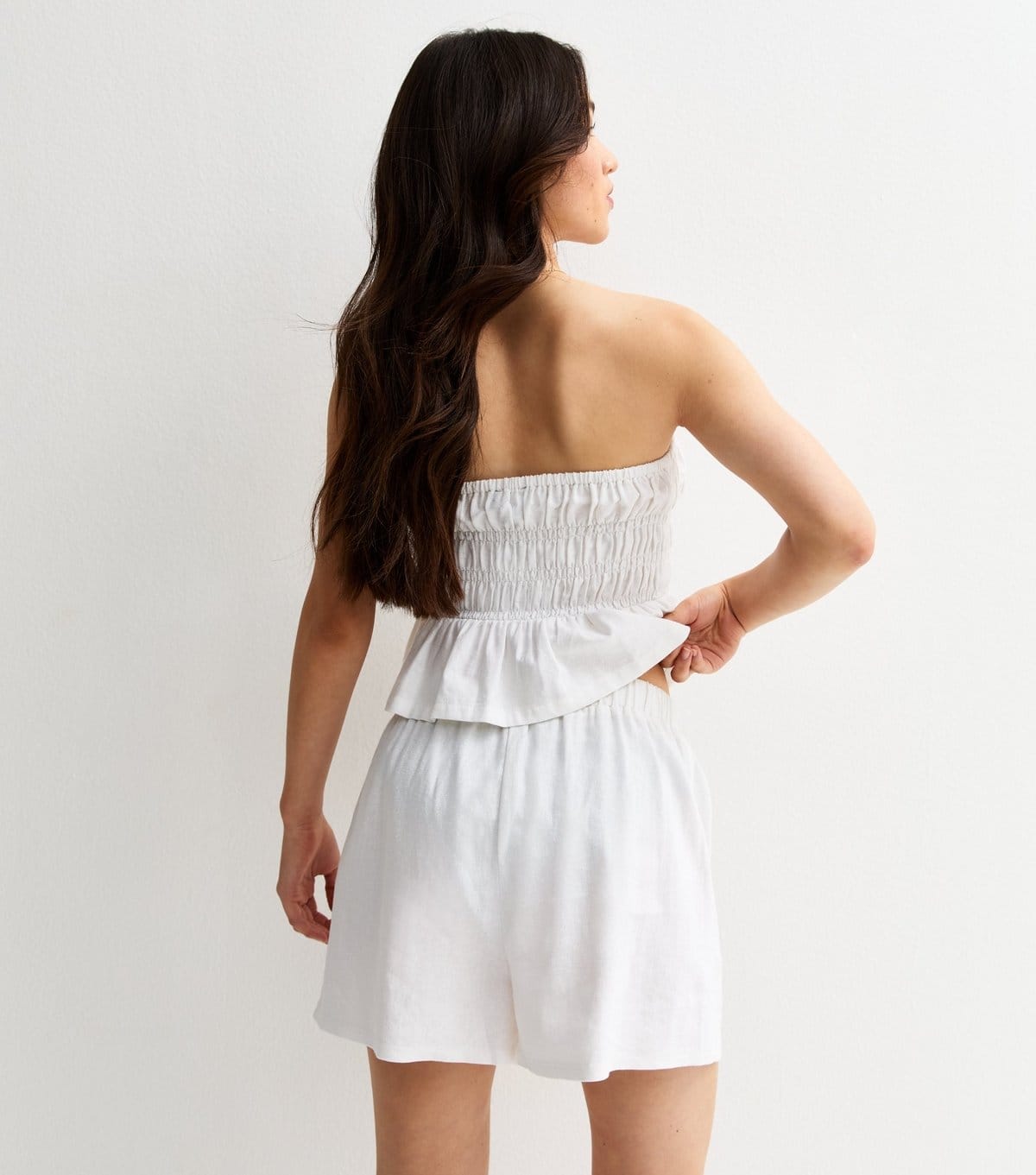 New Look Girls' White Linen Blend Drawstring Shorts New Look - 4