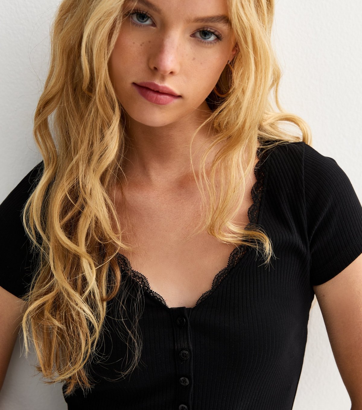 New Look Women's Black Corset Detail Button Through Top New Look - 2