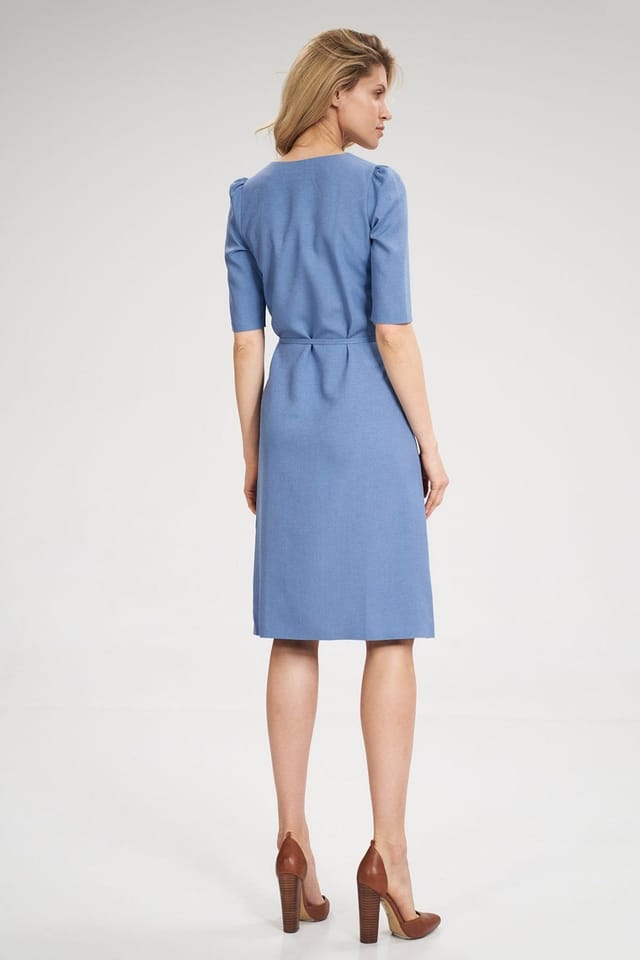 Love Lace Love Lace Women's Envelope Midi Dress with Cheese Neckline in Blue - 3