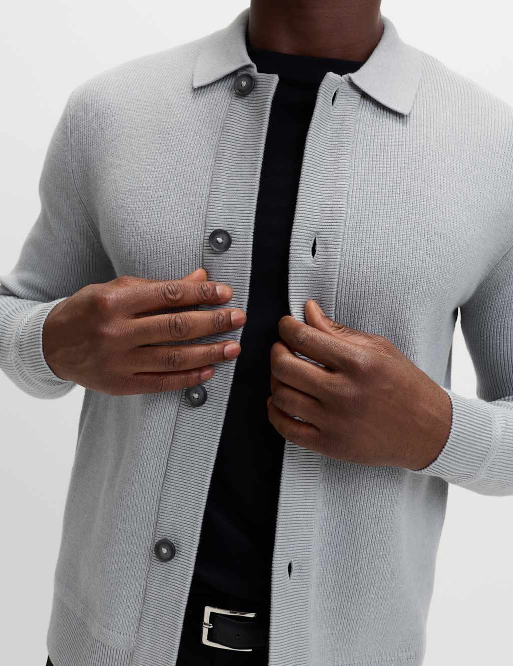 Marks & Spencer M&S Cotton Blend Knitted Jacket Silver Grey - 2