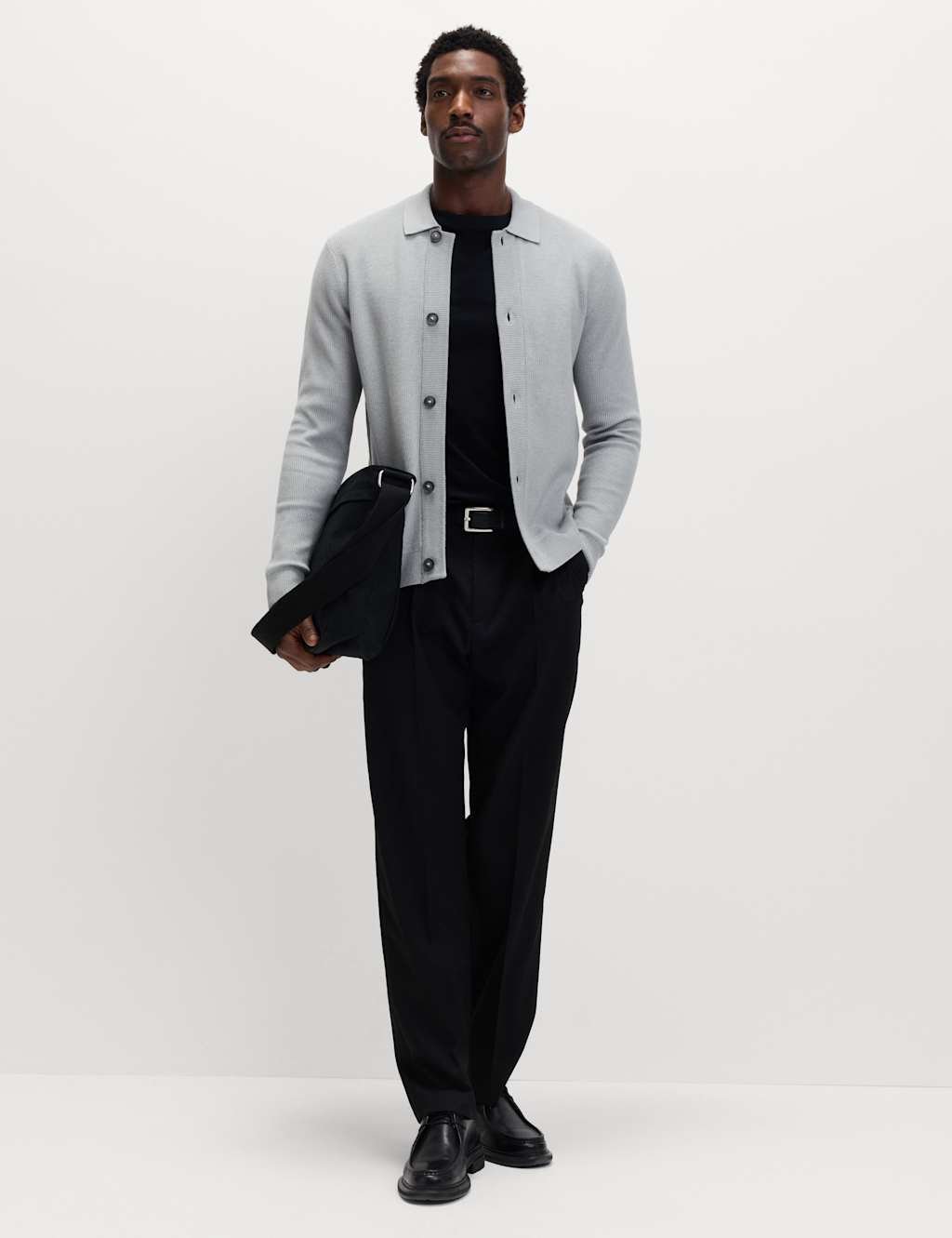 Marks & Spencer M&S Cotton Blend Knitted Jacket Silver Grey - 3