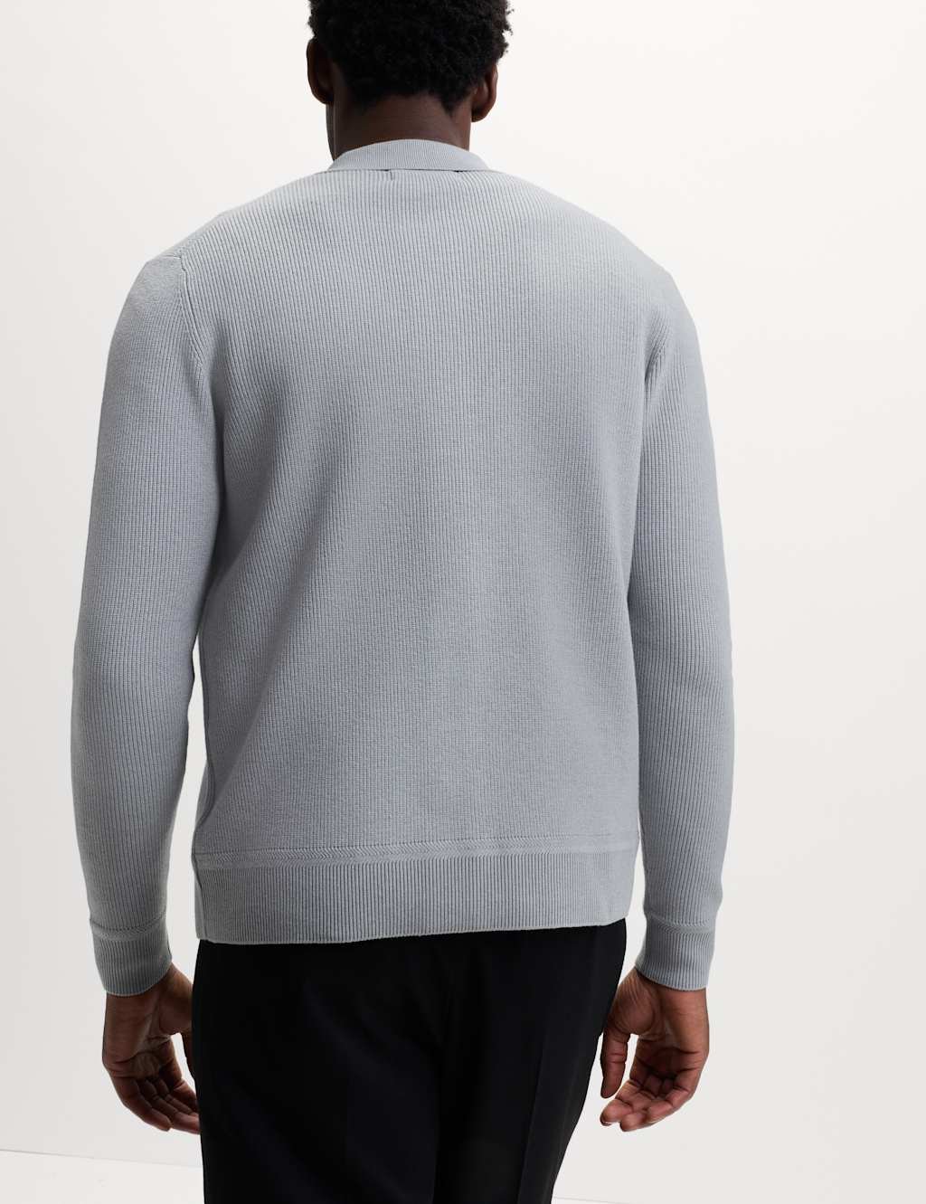 Marks & Spencer M&S Cotton Blend Knitted Jacket Silver Grey - 4