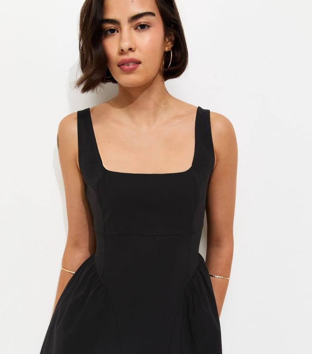 New Look Women's Black Square Neck Gathered Hips Midi Dress New Look - 2