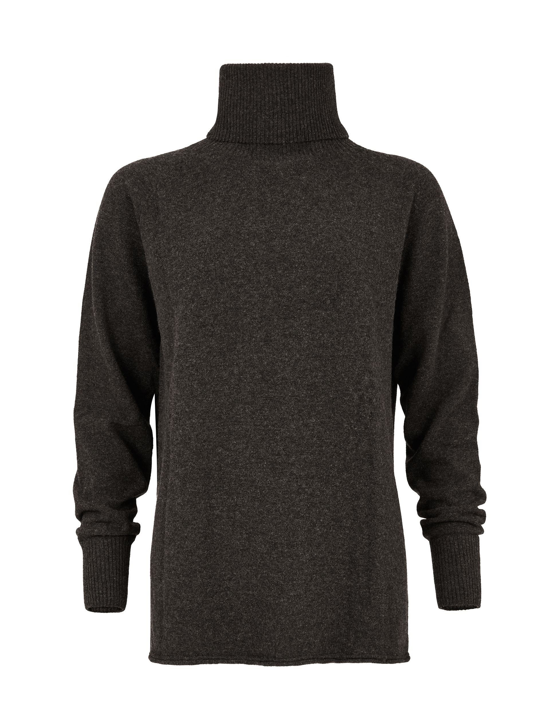 Celtic & Co Celtic & Co Women's Geelong Wool Slouch Turtleneck Sweater in Dark Grey - 2