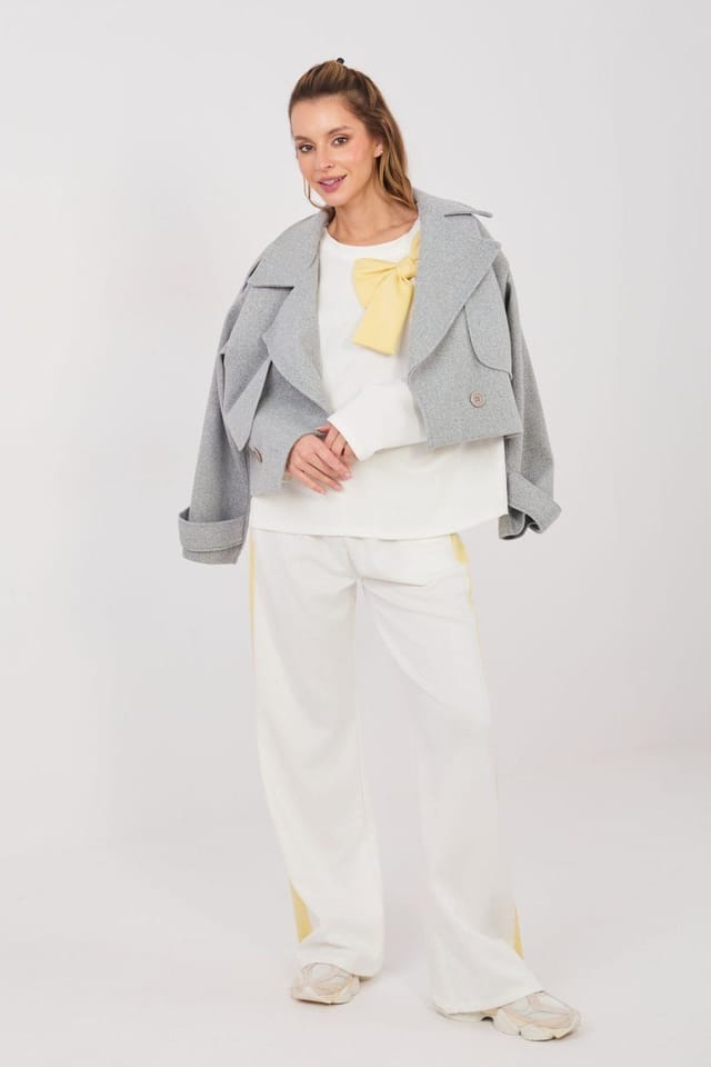 Love Lace Love Lace Women's Bow Detail Wide Leg Casual Tracksuit Set Style 224796 in White - 2