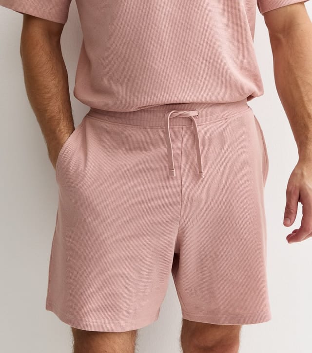 New Look Men's Pink Regular Waffle Texture Shorts New Look - 2