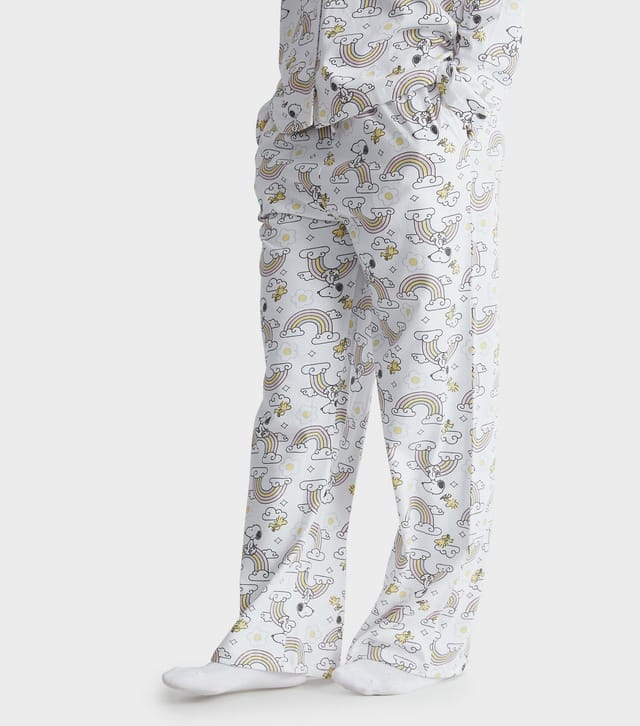Skinnydip Women's Cream Snoopy Rainbow Print Shirt and Trousers Pyjama Set Skinnydip New Look - 3