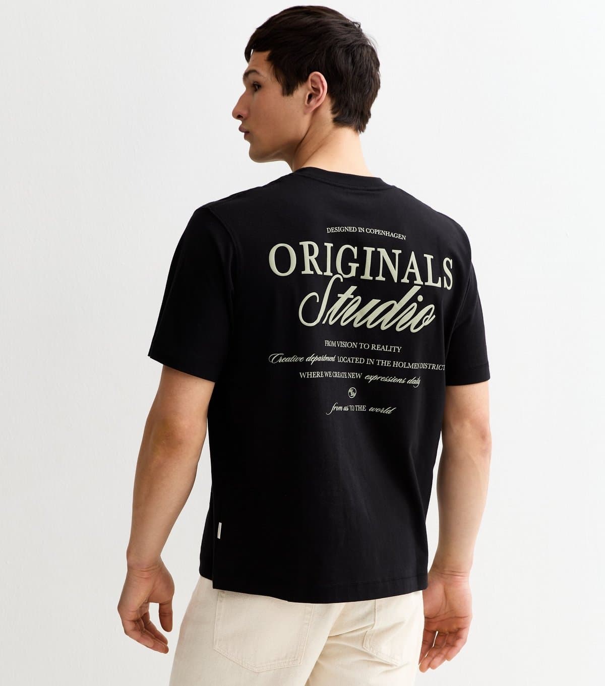 jack & jones Men's Black Relaxed Originals Studio Logo T-Shirt Jack & Jones New Look