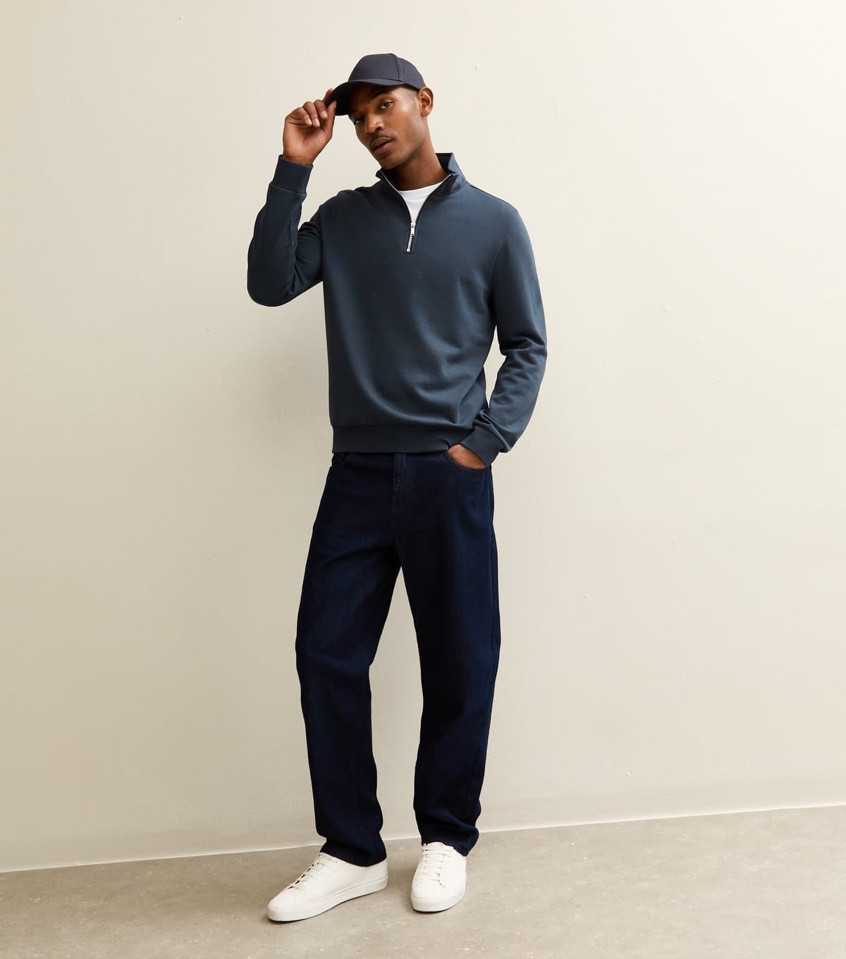 New Look Men's Navy Regular Quarter Zip Sweatshirt New Look