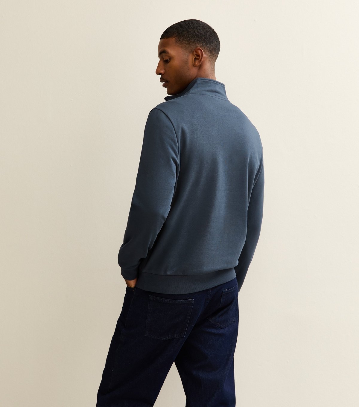 New Look Men's Navy Regular Quarter Zip Sweatshirt New Look - 4