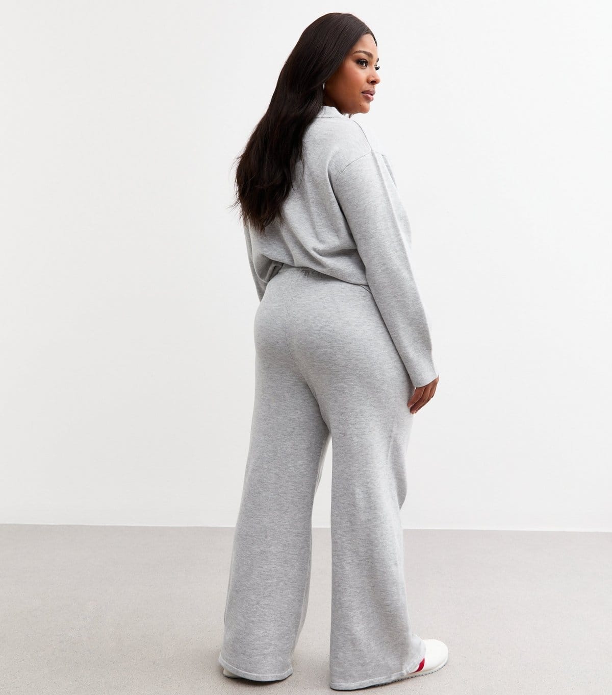 New Look Women's Plus Size Grey Wide Leg Jersey Trousers Curves New Look - 4