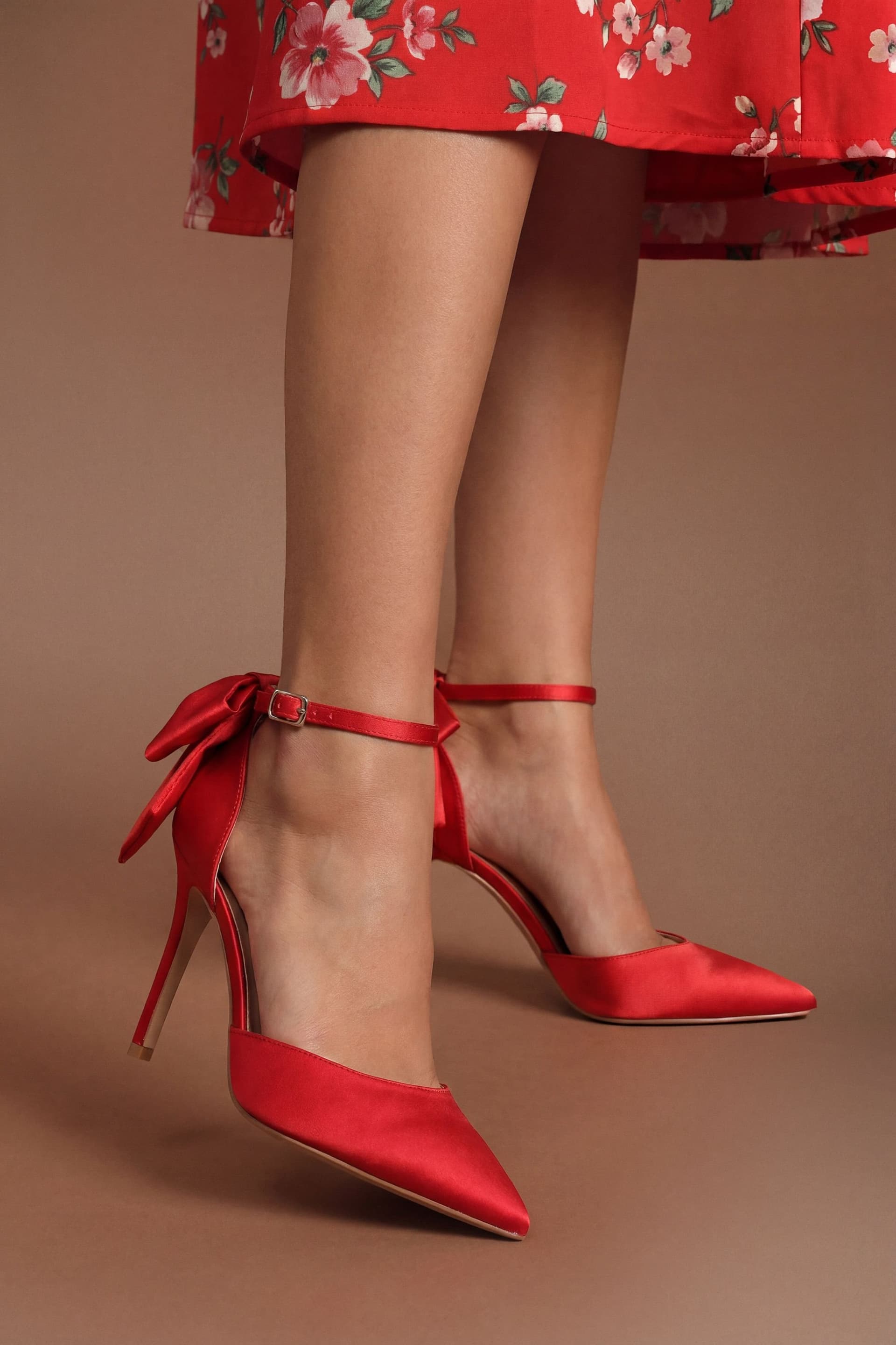 Coast Coast Flame Red Satin Stiletto Court Shoes
