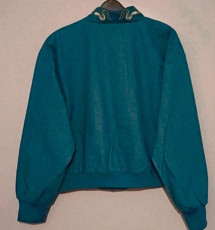 Never Fully Dressed Denim Blue Astrid Bomber Jacket - Size M/12