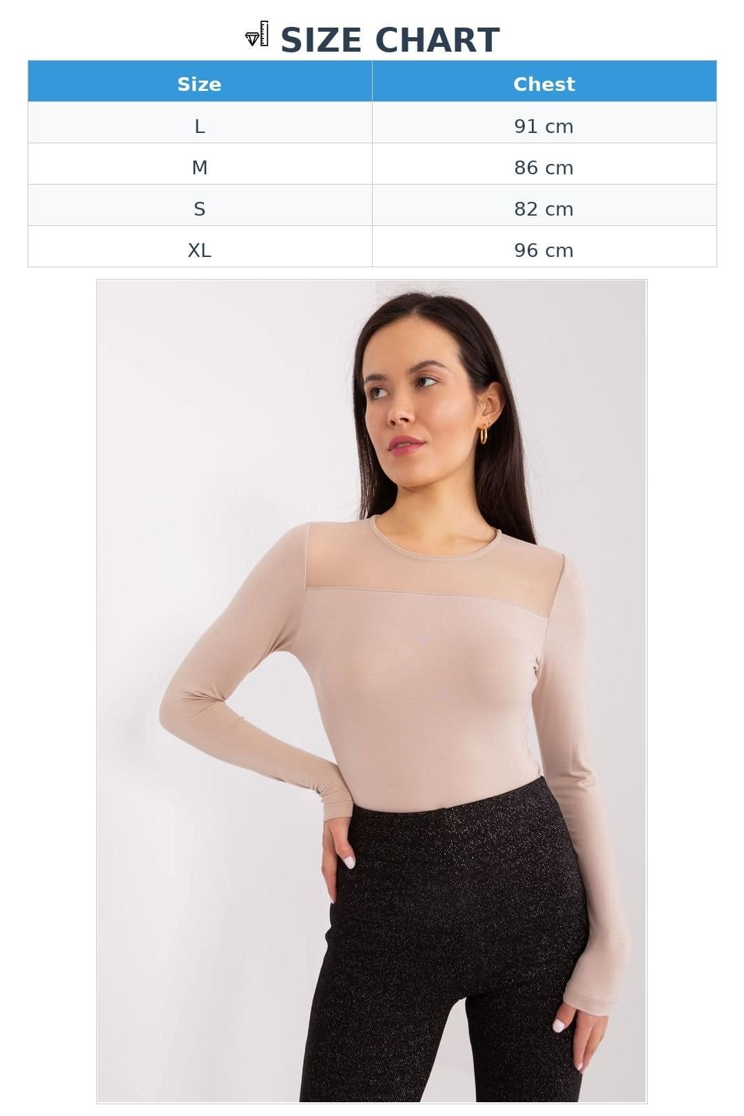 Love Lace Love Lace Women's Elegant Viscose Long Sleeve Blouse with Texture in Beige - 4