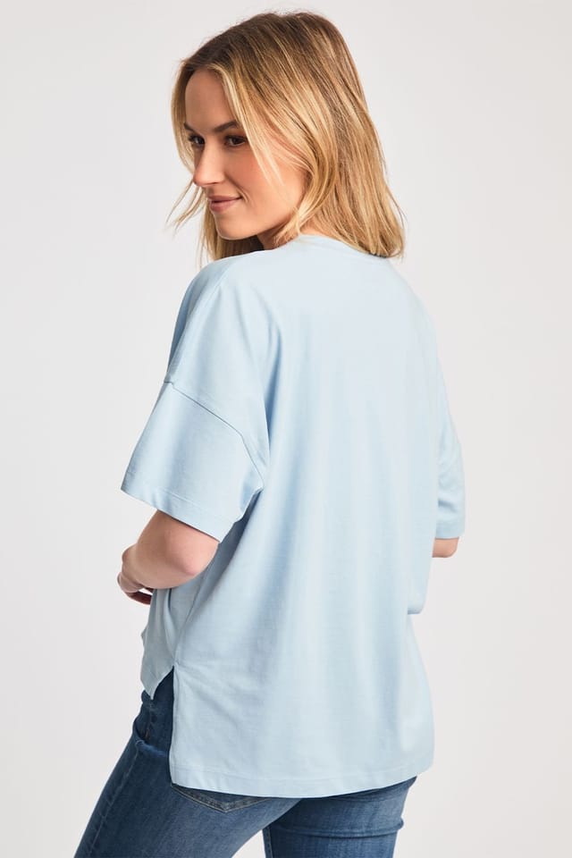 French Connection French Connection Women's 2 Pack Cotton Crew Neck Boxy Fit Short Sleeve T-Shirts in Blue - 3