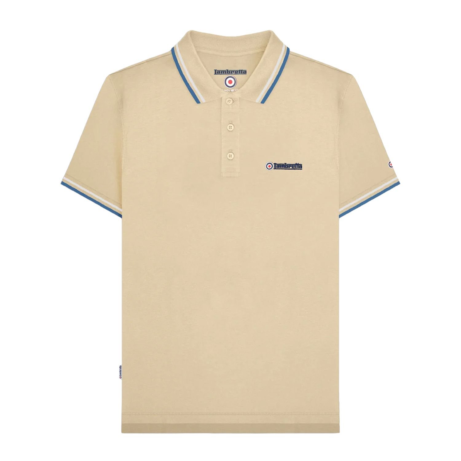 Lambretta Lambretta Men's SS25 Twin Tip Polo Shirt in Pale Grey - 2