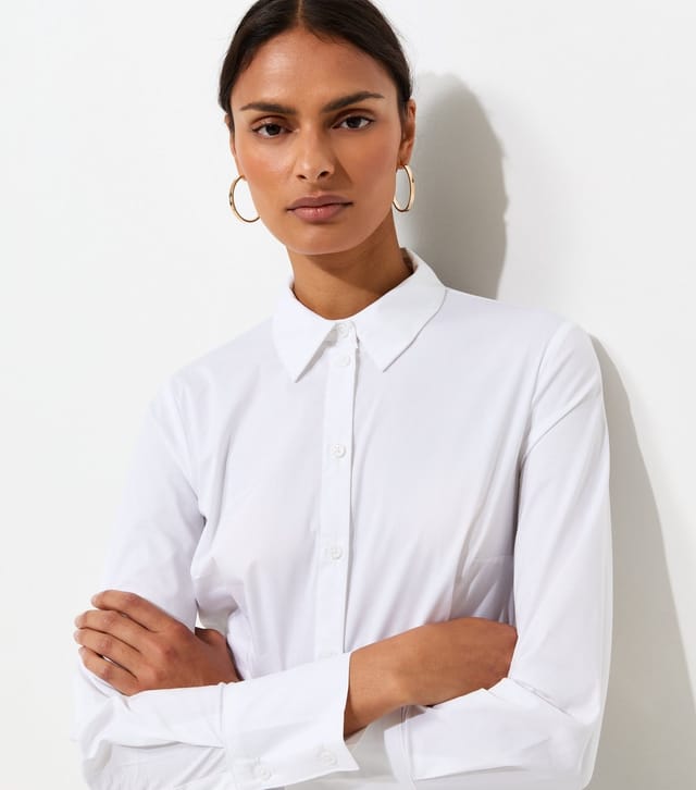 New Look Women's White Cotton Rich Slim Long Sleeve Shirt New Look - 2