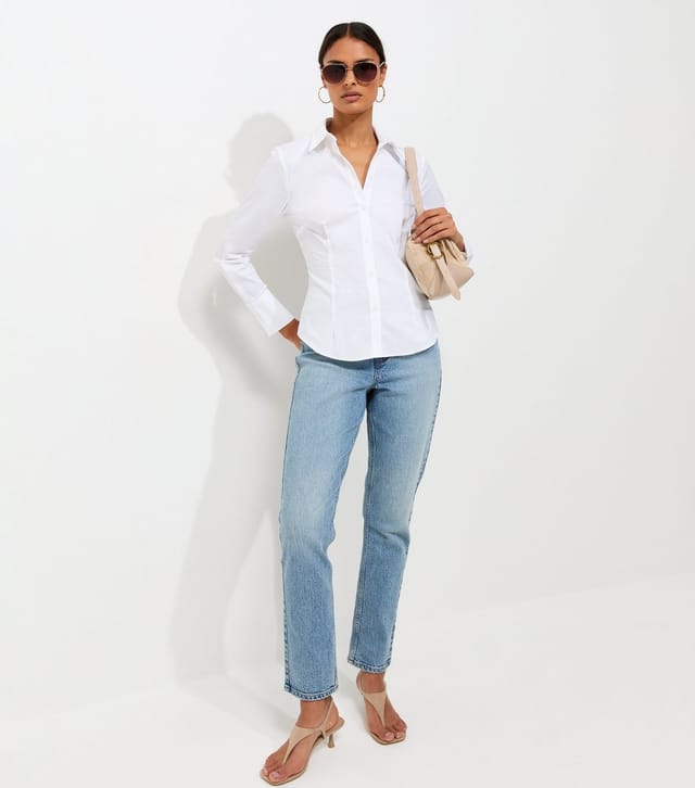 New Look Women's White Cotton Rich Slim Long Sleeve Shirt New Look - 3