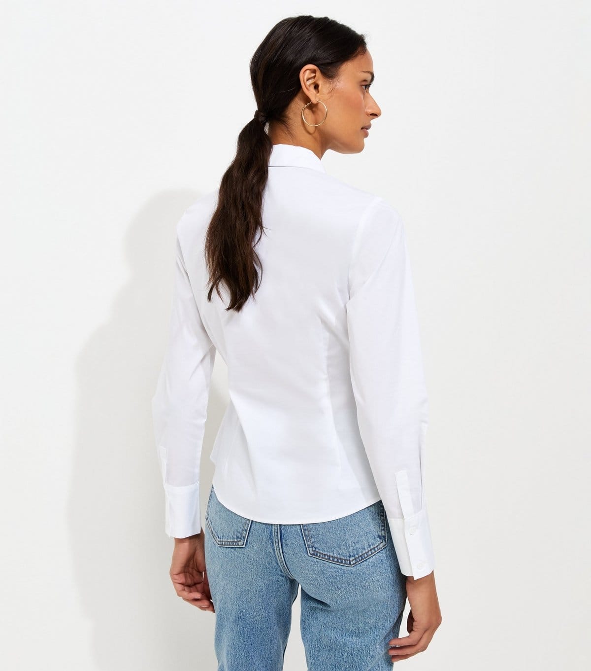 New Look Women's White Cotton Rich Slim Long Sleeve Shirt New Look - 4